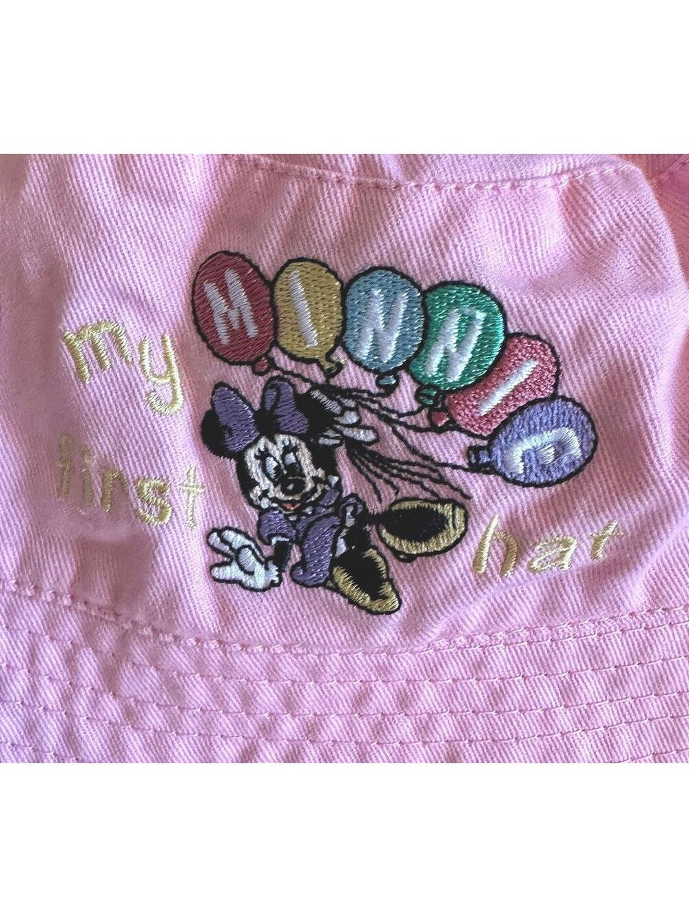 Disney Minnie Mouse Baby My First Hat Sun Bucket Hat Pink Embroidered NWT Cotton